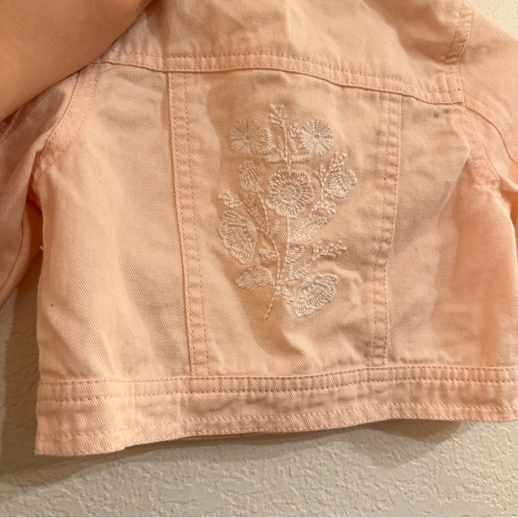 Catherine Malandrino Pink Jean Jacket, Embroidered Flowers, Size 24 months - Picture 3 of 5